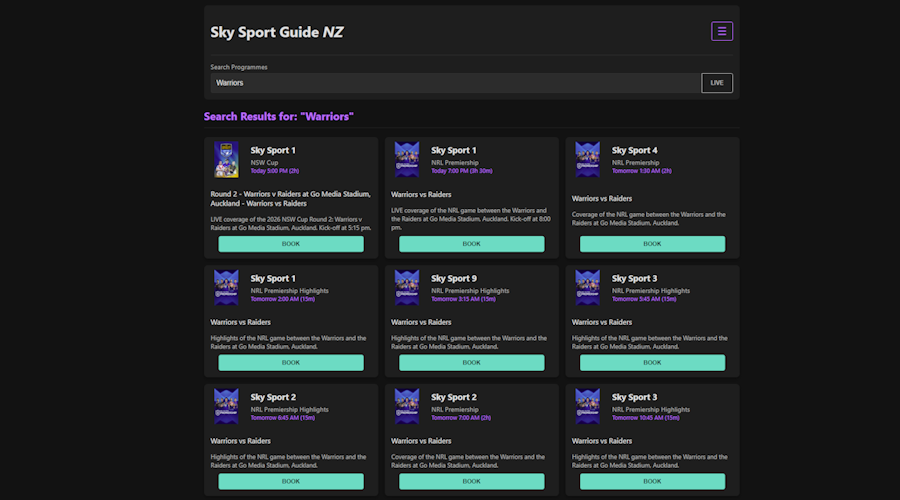Screenshot of the Automated Live Stream Scheduling and Delivery PWA